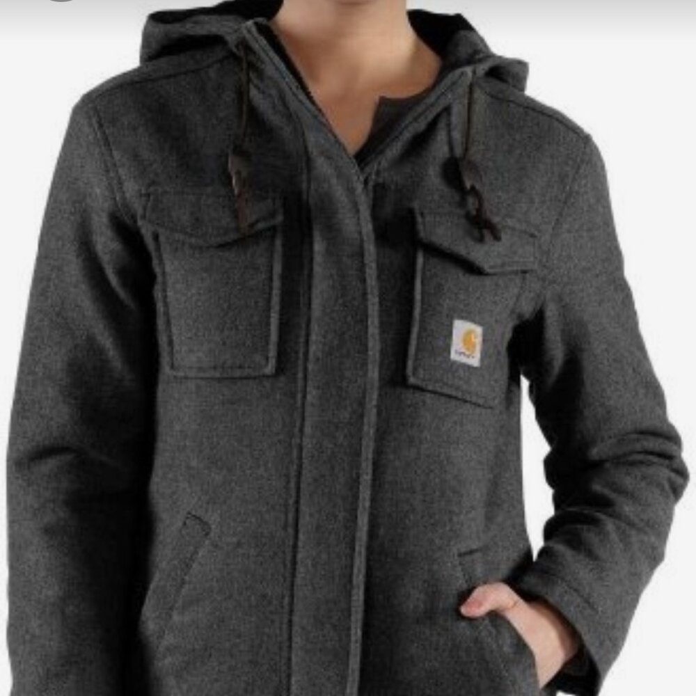 Carhartt Women Camden Wool Parka Utility Chore Jacket Hood  Size Small (4 / 6)